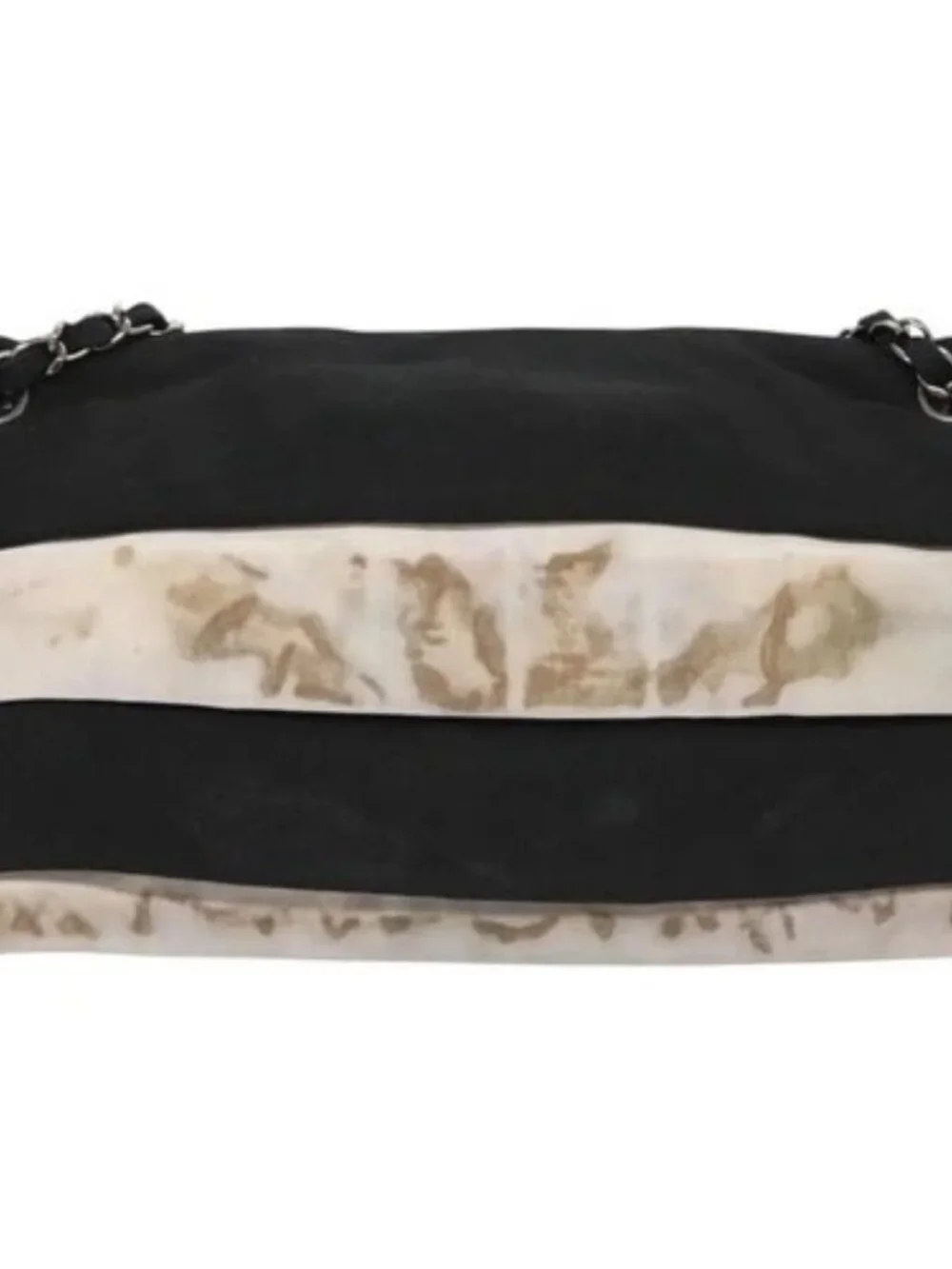 CHANEL Chain Shoulder Bag Nylon Black Silver CC Auth 125969